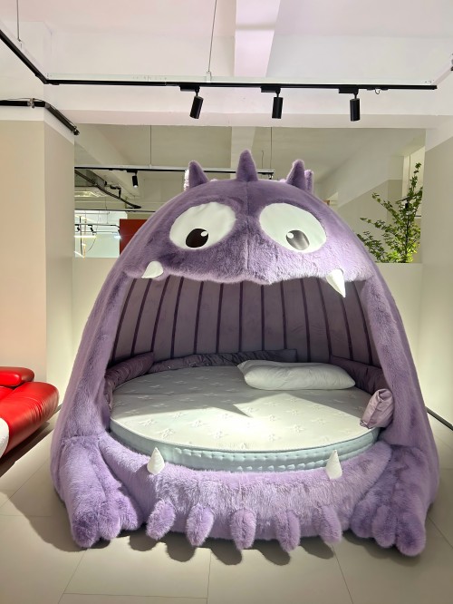 자주색 괴물 큰 둥근 침대