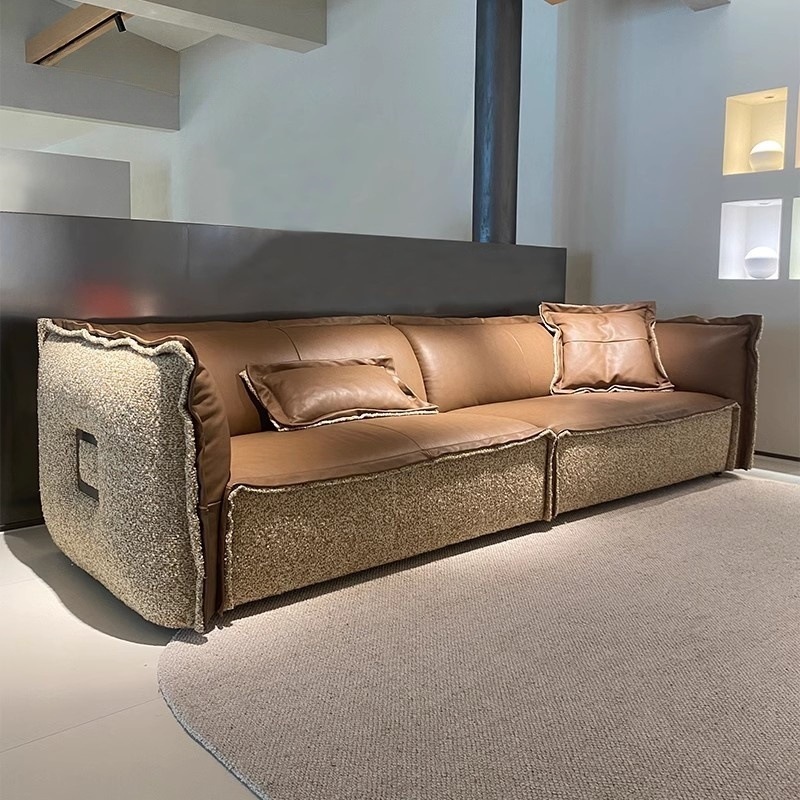 앞면의 상단 레이어 cowhide + 뒷면의 Lambskin | 두 온도가있는 하나의 소파